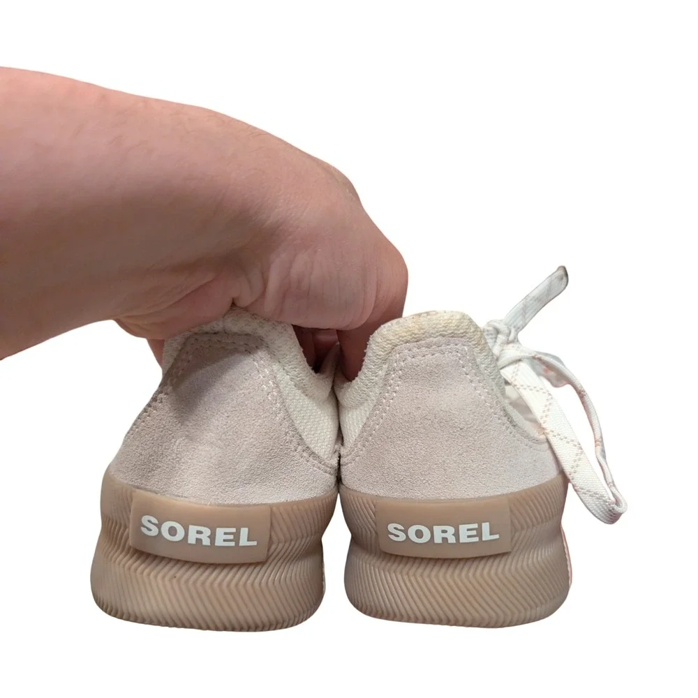 Sorel‎ Out N About III Low Waterproof Sneakers Sea Salt Fawn Tan Mesh Suede
